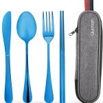 Travel Utensils with Case, Quatish Portable Silverware Set for Work, Stainless Steel Reusable Travel Cutlery Set, Fork and Spoon Set for Camping, Picnic, Gadgets