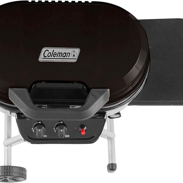 Coleman RoadTrip 225 Portable Stand-Up Propane Grill, Gas Grill with Push-Button Starter, Folding Legs & Wheels, Side Table, & 11,000 BTUs of Power for Camping,