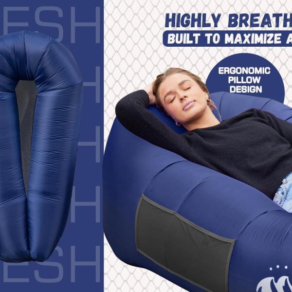 WEKAPO Inflatable Couch with Pump - Easiest Setup, Crazy Comfy & Ultralight - Blow up Lounger Chair Perfect for Hiking - Lightweight Air Sofa for Relaxing Anywhere