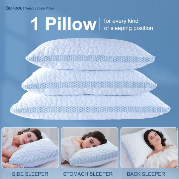 QUTOOL Enhanced Cooling Pillows for Sleeping, Shredded Memory Foam Pillows 2 Pack, Gel Bed Pillows King Size Set of 2, Support Yet Soft Pillow for Side, Back Sleepers