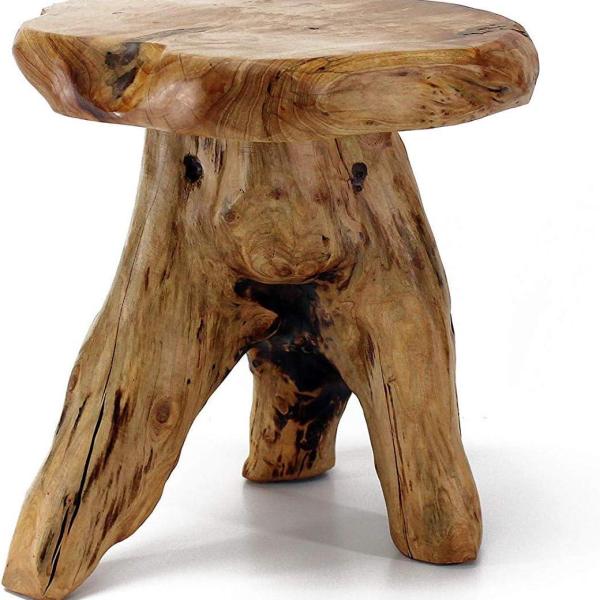 WELLAND Tree Stump Stool 14" Natural Live Edge Side Table Cedar Stump Mushroom Stool for Indoor & Outdoor Use