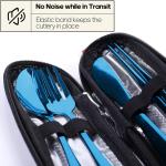 Travel Utensils with Case, Quatish Portable Silverware Set for Work, Stainless Steel Reusable Travel Cutlery Set, Fork and Spoon Set for Camping, Picnic, Gadgets