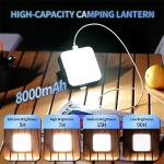 Solar Camping Lantern Rechargeable -1000LM 8000mAh Portable Tent Light, IP65 Waterproof Outdoor LED Flashlight for Hiking, Emergency, Camping Essential (Beige)