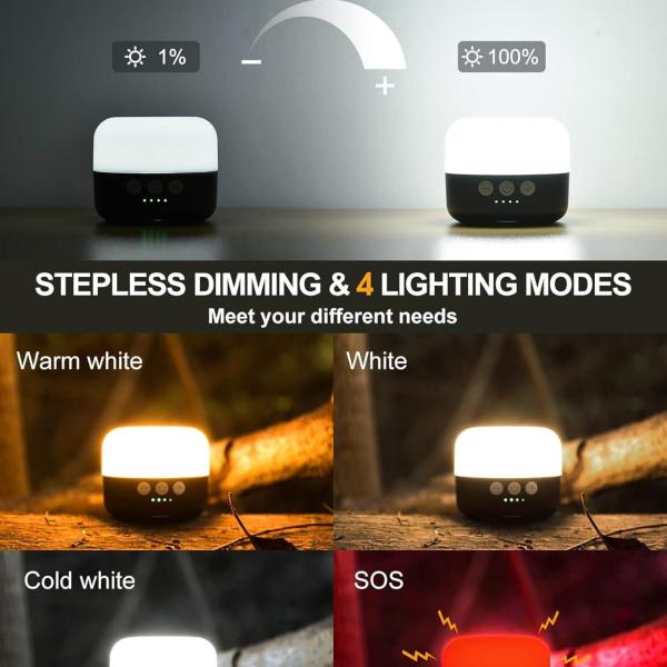 LED Camping Lantern Rechargeable 1000LM, Up to 300H Running Time Camping Tent Light, 6700mAh Emergency Hanging Light for Hurricane, Power Outages, Home, Hiking, Water-Resistant, Black