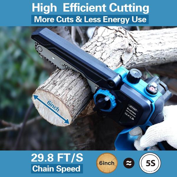 Cordless Chainsaw, Electric Chain Saw with 2 Pack 2000mAh Battery, Battery Chainsaw with Logging Wedge Electric Saw for Cutting, Trimming(2 chains & 1 chain plates)