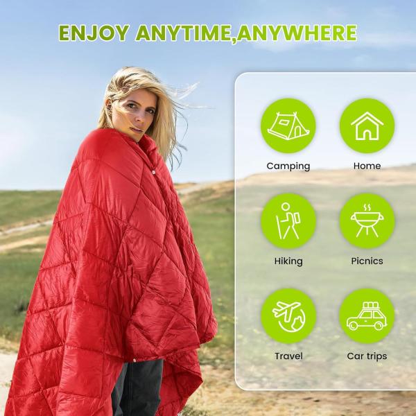 Outdoor Puffy Camping Blanket,Outdoor Travel Blanket Waterproof Blanket for Cold Weather | Lightweight & Warm Quilt for Camping, Stadium, Hiking & Festiva