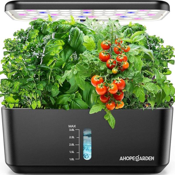 ndoor Hydroponic Garden System - 10-Pod Plant Germination Kit with LED Grow Light, Aeroponic Countertop Planter for Vegetables, Herbs, and Flowers