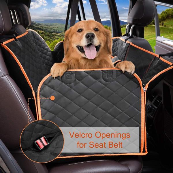 Femuar Dog Car Seat Cover with Storage Pockets Mesh Visual Window, Waterproof Nonslip , Heavy Duty Scratchproof Pet Dog Back Seat Cover Hammock for Cars Trucks and SUVs