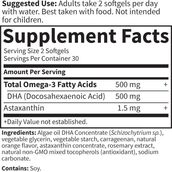 Garden of Life Minami Algae Omega 3 Vegan DHA Orange Flavor 500mg Omega 3 DHA 60 Mini Softgels