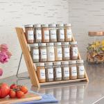 Orii Bamboo 18-Jar Compact Spice Organizer with Filled Spices Space-Saving & Stylish Kitchen Solution