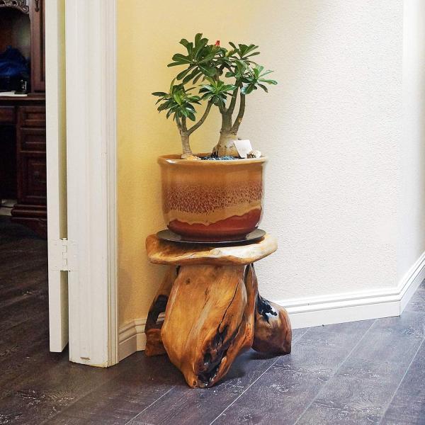 WELLAND Tree Stump Stool 14" Natural Live Edge Side Table Cedar Stump Mushroom Stool for Indoor & Outdoor Use