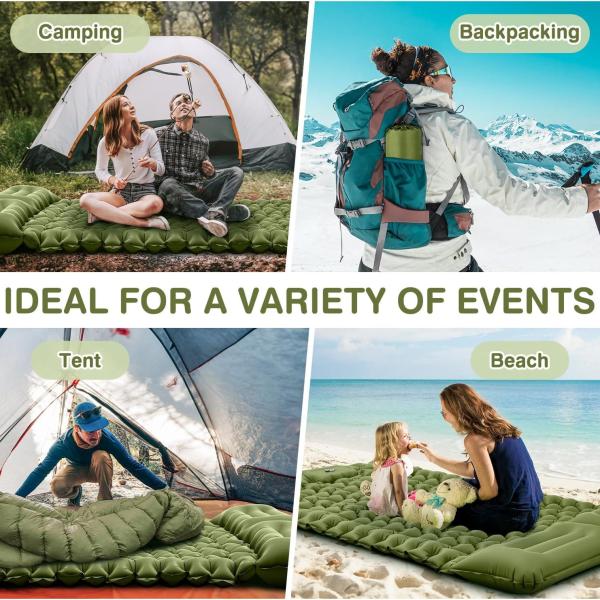 Sleeping Pad for Camping, 50D Double Inflating Camping Pad with Pillow Built-in Foot Pump, Portable Bed for Hiking, Tent, Backpacking, Road Trip, Traveling