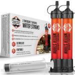 2 High-Capacity Emergency Water Straws – Lightweight, Reusable, 1800-Gallon Filters for Camping, Hiking, Travel, Biking, Survival, and Emergencies. No Expiration Date,