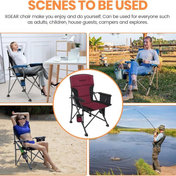 XGEAR Heated Camping Chair Fully Padded Heated Portable Chair, Perfect for Winter Camping, Outdoor Sports, Picnics. Battery NOT Included