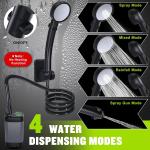 Portable Shower for Camping, [Long-Lasting] Spopal 6000mAh Rechargeable Camping Shower with Intelligent LED Display, 4 Spray Modes,