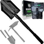 Rhino USA Survival Shovel w/Pick - Heavy Duty Carbon Steel Military Style Entrenching Tool for Off Road, Camping, Gardening, Beach, Digging Dirt, Sand, Mud & Snow.