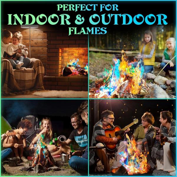 MEKER Fire Color Changing Packets - Fire Pit, Campfires,Bonfire - Magic Colorful Changing Fire - Perfect Fire Camping Accessories for Kids & Adults (24 Pack)