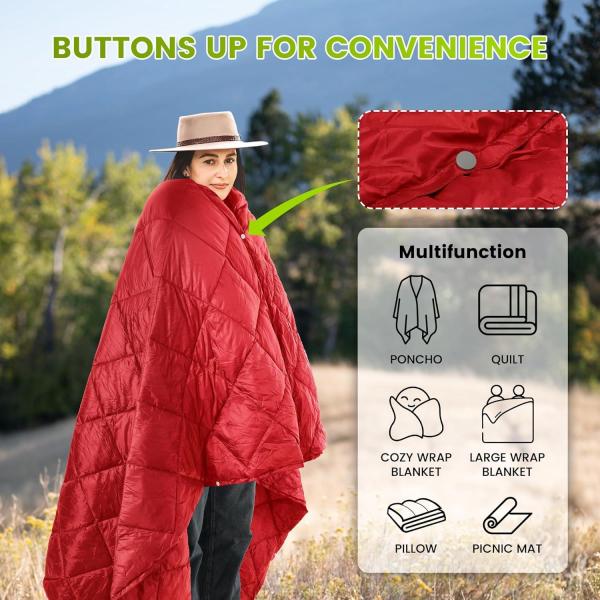 Outdoor Puffy Camping Blanket,Outdoor Travel Blanket Waterproof Blanket for Cold Weather | Lightweight & Warm Quilt for Camping, Stadium, Hiking & Festiva