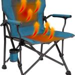 Backyard Expressions Luxury Heated Portable Camp Chair - Blue/Grey - Great for Camping, Sports and The Beach