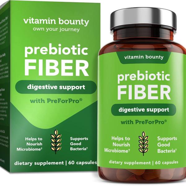 Product Title: Vitamin Bounty Prebiotic Fiber with PreforPro® Digestive & Immune Support Relieves Gut Discomfort 60 Capsules