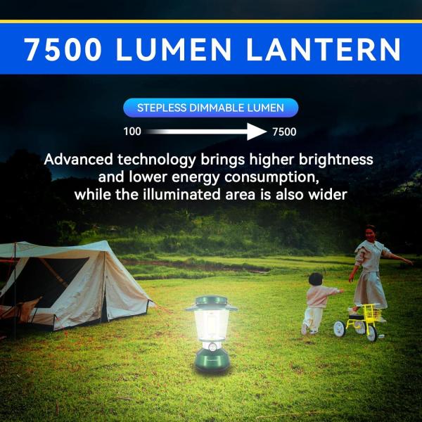 Durapower Rechargeable Camping Lantern,7500 Lumen Super Bright LED Camping Lantern, 7200 Mah Power Bank, IP44 Waterproof, 30 Hours, Portable Lantern for Hurricane, Power Outages