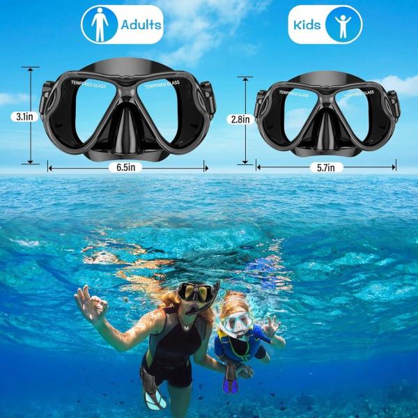 Greatever Dry Snorkel Set - Anti-Fog Scuba Diving Mask with Panoramic Wide View, Professional Snorkeling Gear