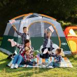 UNP 6-Person Waterproof & Windproof Family Camping Tent - Easy Setup with 1 Mesh Door & 5 Large Mesh Windows, Double Layer Design (10' x 9' x 78")