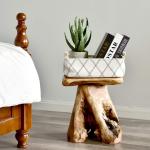 WELLAND Tree Stump Stool 14" Natural Live Edge Side Table Cedar Stump Mushroom Stool for Indoor & Outdoor Use