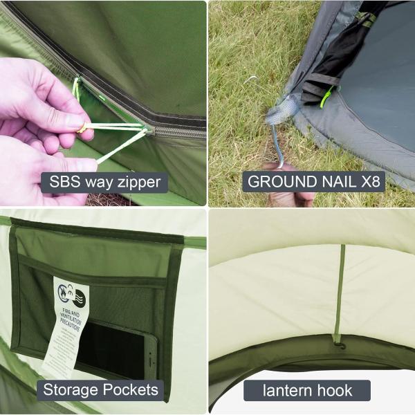 4-Person Waterproof Pop-Up Tent with 2 Doors – Easy Setup for Camping, Hiking, and Travel