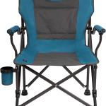 Backyard Expressions Luxury Heated Portable Camp Chair - Blue/Grey - Great for Camping, Sports and The Beach