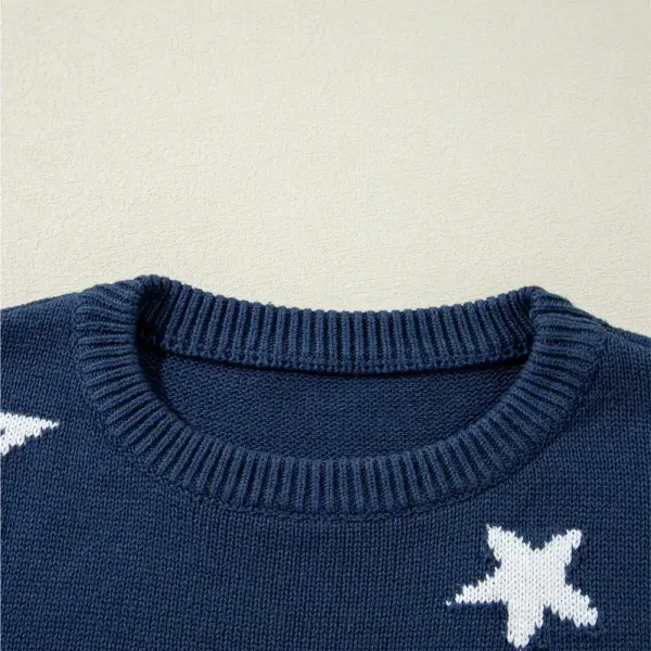 Star Round Neck Long Sleeve Sweater