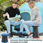 MOTOMOTO Upgraded Folding Stool, Portable Collapsible & Lightweight, Adjustable Height for Camping, Hiking, Fishing, Gardening, Travel, BBQ