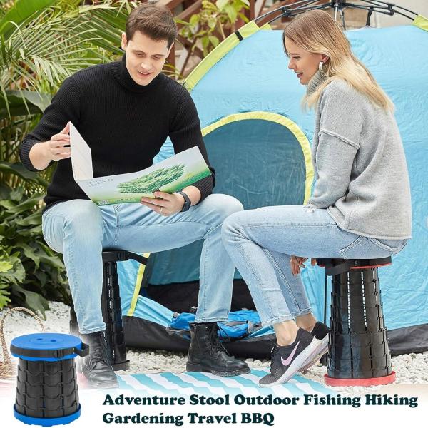 MOTOMOTO Upgraded Folding Stool, Portable Collapsible & Lightweight, Adjustable Height for Camping, Hiking, Fishing, Gardening, Travel, BBQ