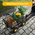 VIVOHOME Heavy Duty Mesh Steel Garden Cart 880 Lbs Capacity Utility Wagon with Folding Removable Sides 10" Noise-Reducing Wheels