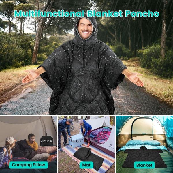 Wearable Camping Blanket, Lightweight Down Alternative Puffy Printed Camping Large Ultra Warm Hammock Top Quilt Waterproof Blanket for Traveling Picnic Beach Party Cold Weather