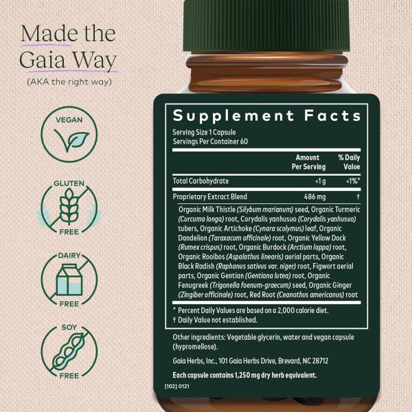 Gaia Herbs Liver Cleanse Herbal Supplement for Liver Health Support 60 Vegan Liquid Phyto-Caps