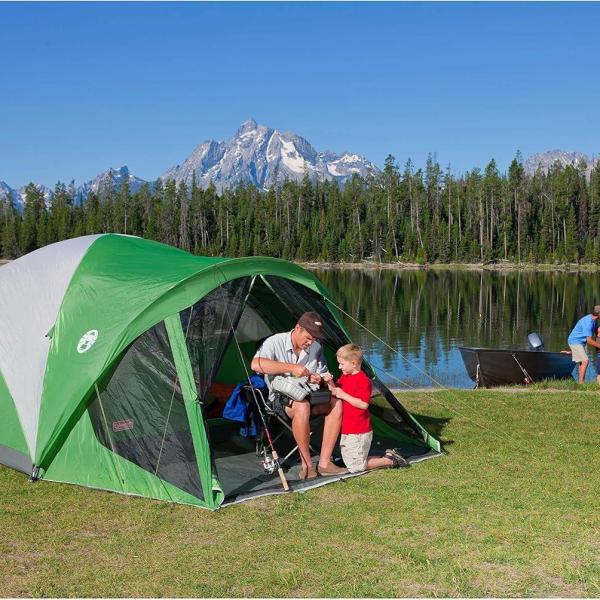 Coleman Evanston Screened Camping Tent, 6Person Weatherproof Tent with Roomy Interior Includes Rainfly, Carry Bag, Easy Setup and Screened-In Porch