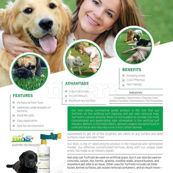 BioTurf BioS+ Artificial Turf Pet Odor Eliminator Organic Non-Toxic Safe for Pets Kids & Plants  Professional Grade Enzyme Concentrate  1 Gallon