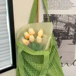 Women's Eco-Friendly Lightweight Stylish Green Openwork Cotton Tote Bag