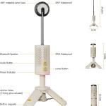 1Mii Lavaudio Camping Lantern with Bluetooth Speaker, Rechargeable Telescopic Camping Light, 12500mah Battery Rechargeable Lumens 800 Flashlight